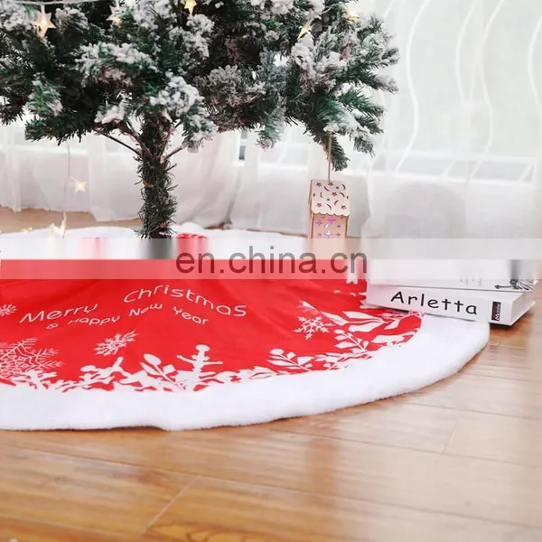 I@home Red Christmas Tree Stump Cover Snowflake Christmas Tree Skirt Carpet photo-4
