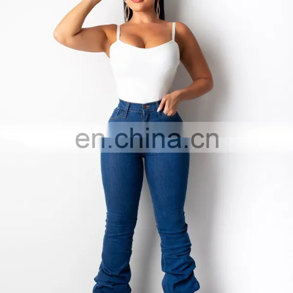 LAITE TR2009 Women Customized Casual Jeans Ladies Customized Skinny Pleated Jeans photo-2