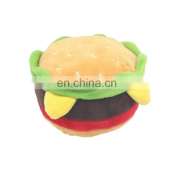 Soft Pet Squeak Chips Stuffed Plush Hamburger Dog Toy photo-4