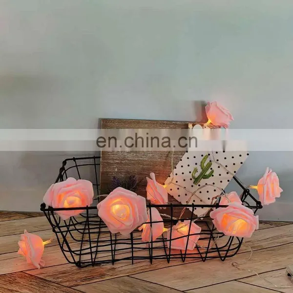 For Valentine's Day Wedding Decorative String Light Rose Battery Operated 10 LED Warm White Flower String Light photo-3