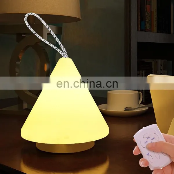 For Home Decoration Plastic White Table Light Pyramid Shaped Moveable Desk Lamp photo-3
