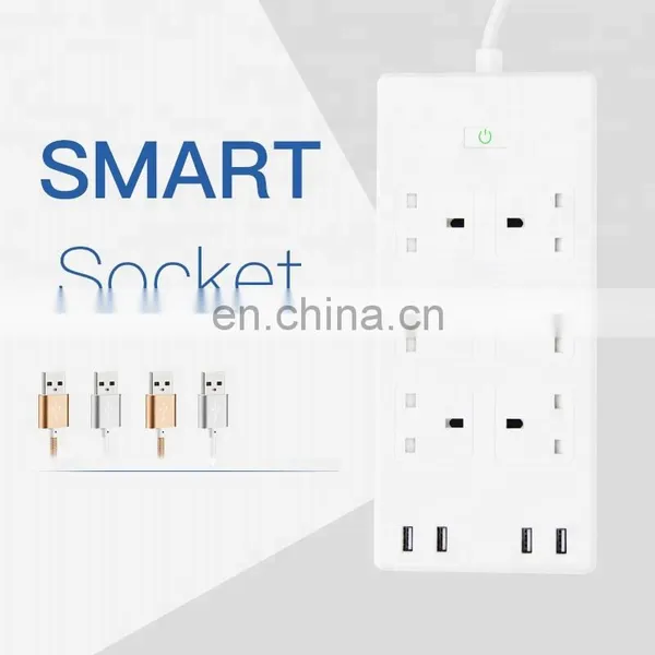 FRANKEVER IPhone Android Smartphone Control 6AC Electric Outlets WiFi Smart White Power Strip With 4 USB Charging Ports photo-6