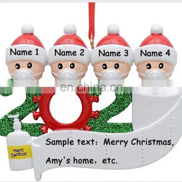 2020 New Design DIY Family Name Blessing Resin Snowman Christmas Tree Hanging Santa Christmas Ornament