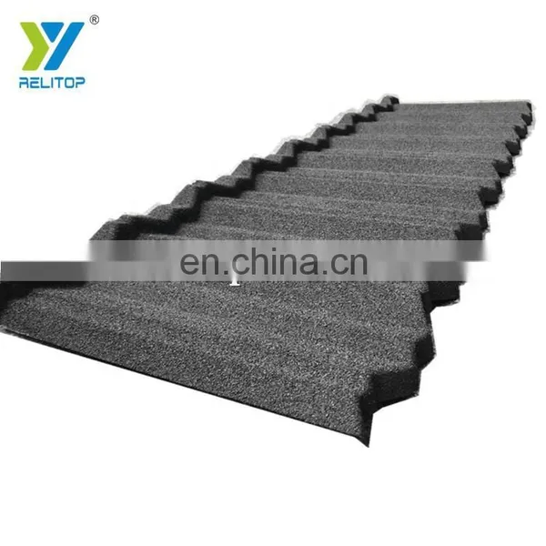 Dark Gray Nosen Design Stone Coated Steel Roof Tile 0.3mm 0.35mm 0.4mm 0.5mm Dark Grey Color Metal Roofing Sheet photo-2