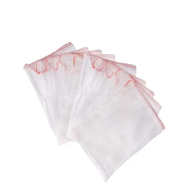 45*25 Wrapping Fruits Mesh Fruit Net Bag, Plastic Insect Net Cover Seed Carrier Bag With Pull Rope for Fruits Vegetables Flower