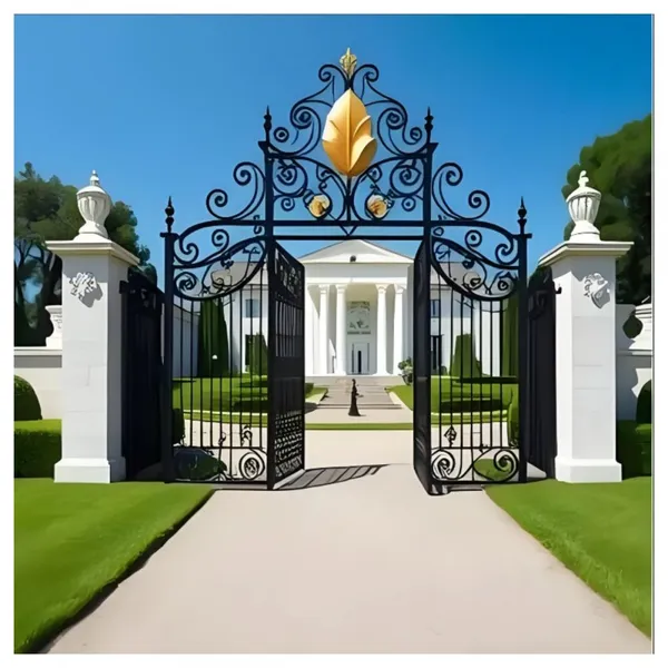 Custom Made Fancy Wrought Iron Gate Aluminum Gate Design For Home photo-3