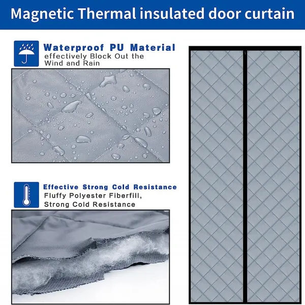 Magnetic Thermal Curtain for Winter, Thermal Doors Curtain for Doors Blocking Wind and Snow photo-3