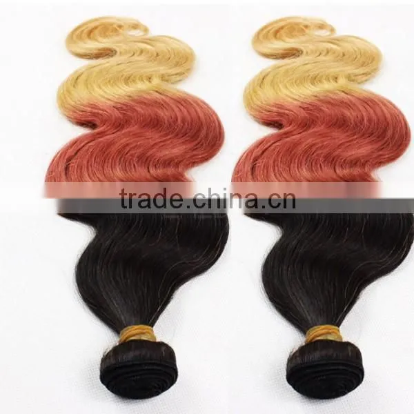 Double Wefts Unprocessed Wholesale Cheapest Brazilian 6a Virgin Hair Three Tone Virgin Brazilian Omber Weave Hair photo-4