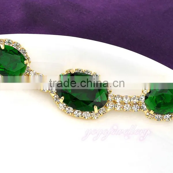 Green Stone Cheap Ladies Hand Glass Bracelet Design With Diamonds photo-2