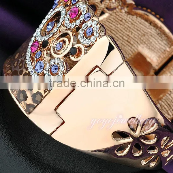 2015 Wholesale Latest Crystal Rose Gold Love Copper Rhinestone Bangle photo-5