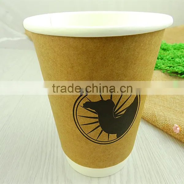 Kraft Coffee Paper Cups Custom Logo Printed Disposable Double Wall Hot Drink Paper Cups With Lid Paper Cup Manufacturer photo-2