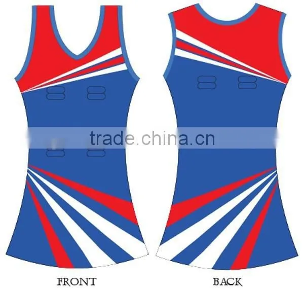 Red Color Custom Made Netball Dress Fit Slim Style photo-3