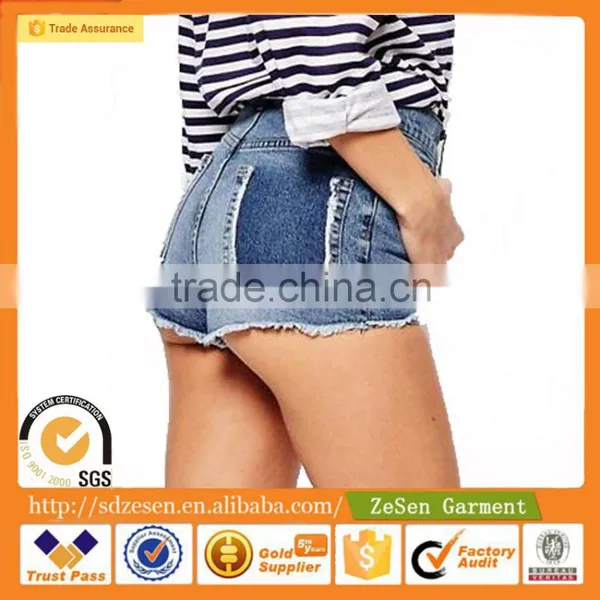High-Rise Slim Fit Hot Pants Cut-Off Short Denim Shorts With Back Pocket Detail For Women photo-5