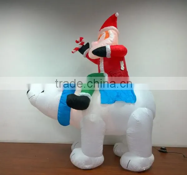 DJ-XT-65 Inflatable Christmas Santa on Polar Bear With Candy Airblown Music Decoration photo-4