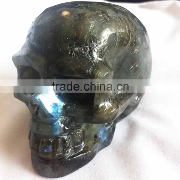 Labradorite Skull Gemstone Sculpture Decor photo-2