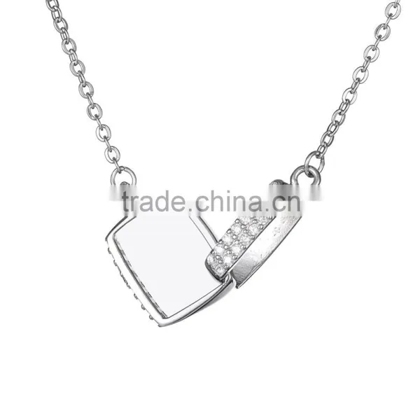 Simple pure silver necklace handcuffs design necklace