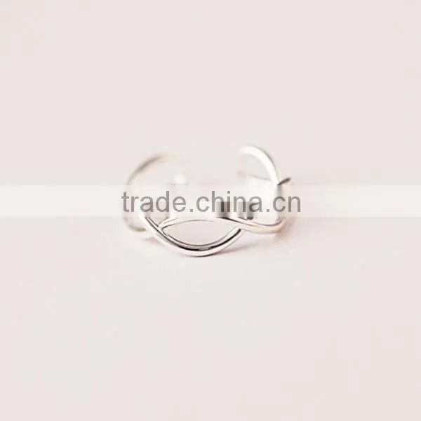 New 925 Sterling Silver Jewelry, Silver Wave Ring Opening Tail Ring Joint Ring Jewelry Wholesale photo-3
