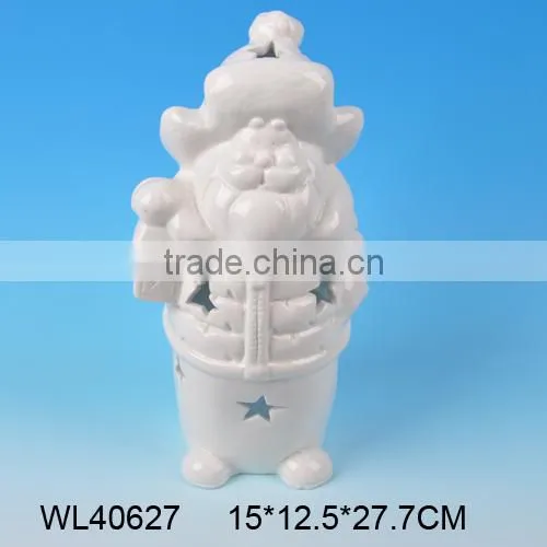 Decorative White Porcelain Lighted Santa Claus Outdoor Christmas Decorations With Led Light