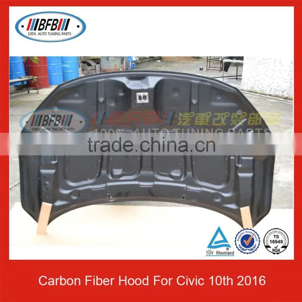 CARBON FIBER HOODS FOR CIVIC 10TH 2016 ENGINE HOOD COVER photo-3