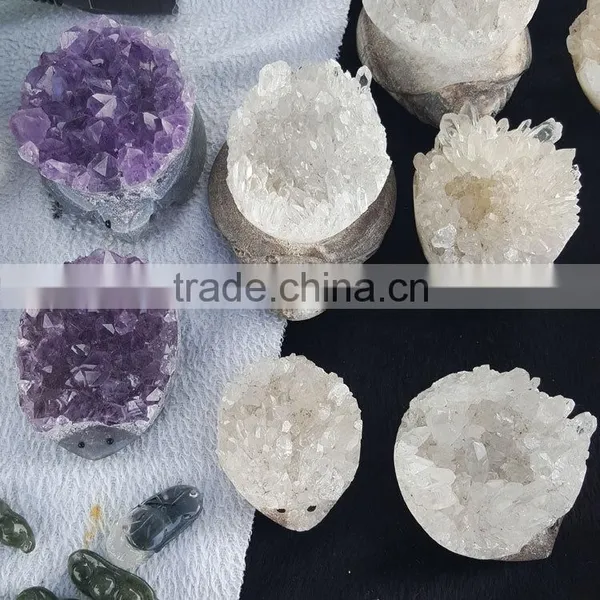 Lovely Hedgehog Amethyst Quartz Geodes Carving Animals photo-4