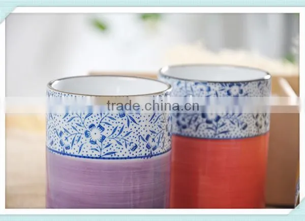 300ml Ceramic Japanese Colorfull Arrange Cup With Double Pattern photo-2