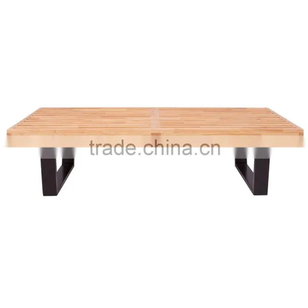Walnut Finish 48-inch Mid Century Modern Living Room Slat Bench photo-3