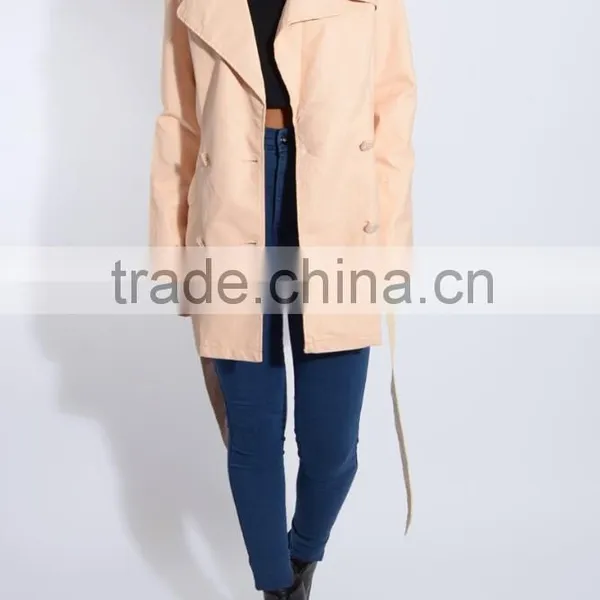 High Quality Belt Waist New Model Design Wind Coat photo-5