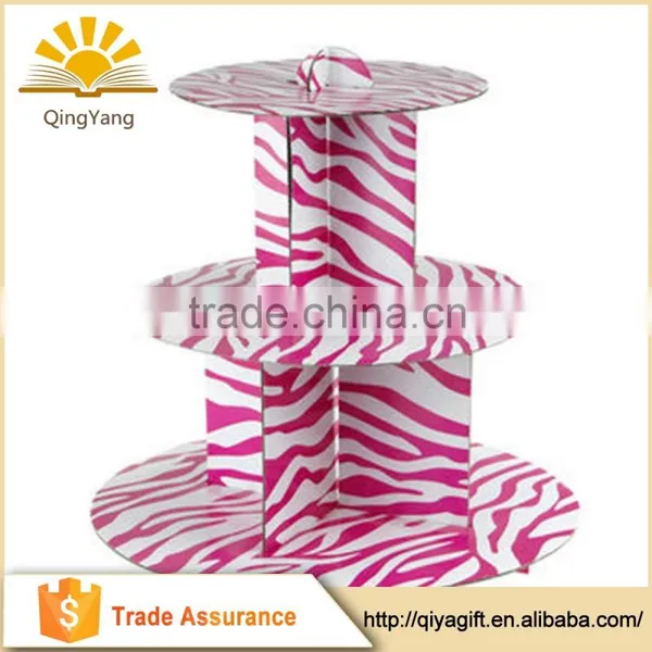 3 Tier Cardboard Cupcake Stand Tiered Zebra Cake Carrier photo-4