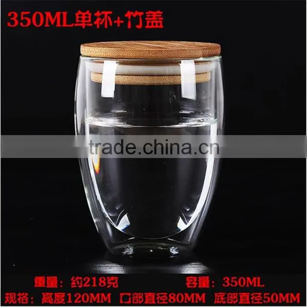 In Stock! Hand-made Heat Resistant Double Wall Borosilicate Glass Cup With Lid Wholesale photo-2