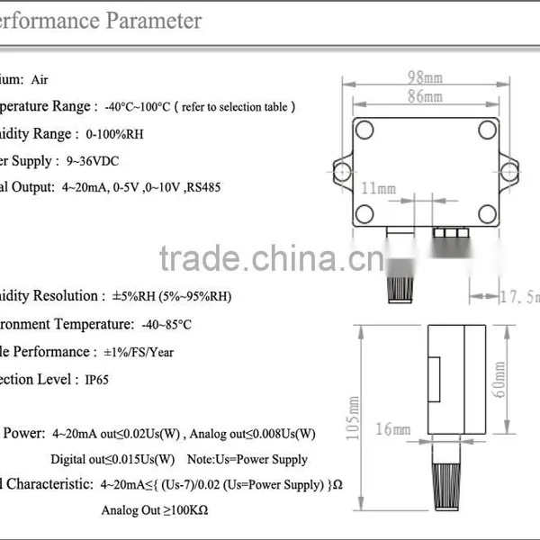 TE-CM16 Wall-mounted Humidity Transducer Sensor Factory photo-2