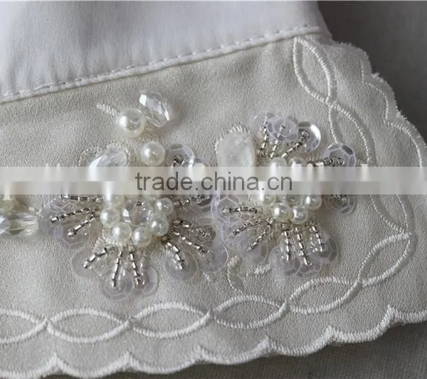 White Detachable Collar With Crystal Sequins and Pearls, Beaded Collars for Lady Garments photo-5