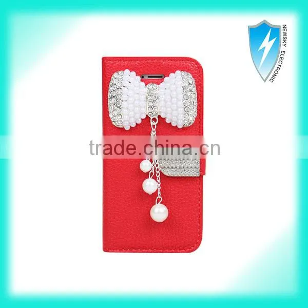 Flip Style Bling Diamond Good Leather Magnetic Case Cover For Iphone 5 photo-6