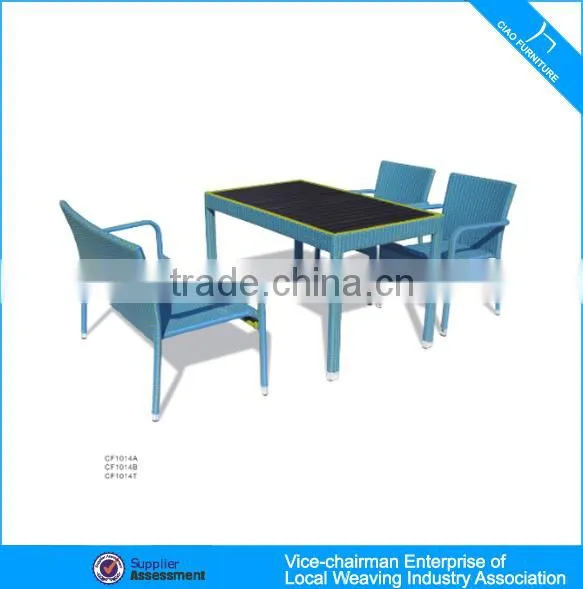 Outdoor Rattan Furniture Cafe Set Coffee Table And Chairs photo-2