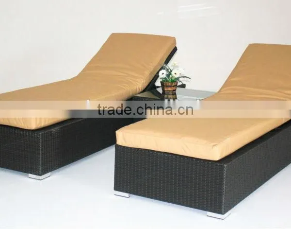 Outdoor Wicker Modern Rattan Lounge Bed, Wicker Lounge, Sun Lounge, Beach Bed. photo-2