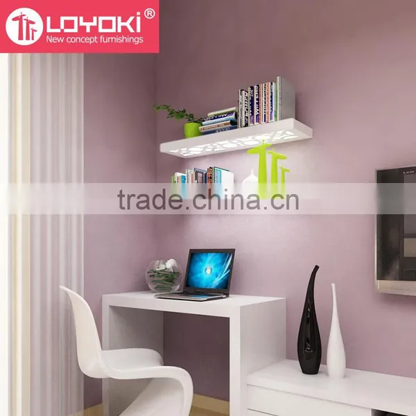 Hot Sale Carving Flower Floating Shelf Home Wall Display MDF Wood Set of 3 Wall Mount Shelf photo-3