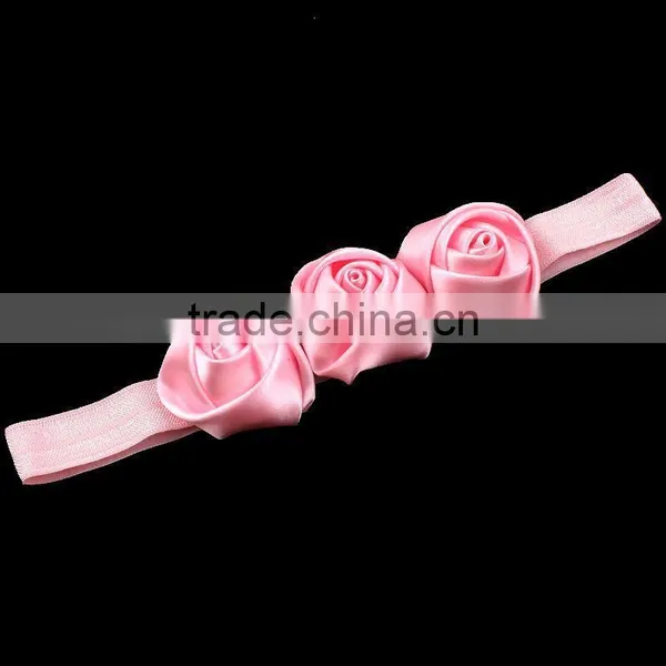 Handmade Satin Rose Flower Headband for Kids Hair Accessories photo-5