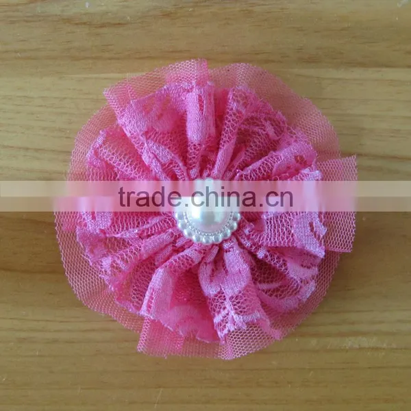 Lace Flower With Pearl Bead in Center for Kids Hair Accessories photo-5