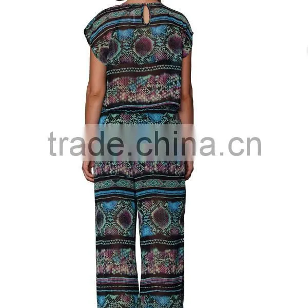 2015 Latest Fashion Women Round Neck Design Print Top Set photo-3