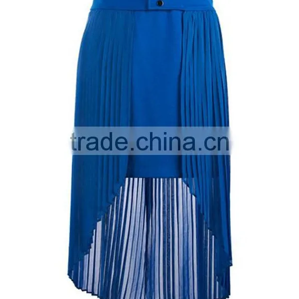 Women Plus Size Clothing Factory Ladies New Model Charming Blue Long Skirt Plain Dyed Summer Sexy Maxi Chiffon Skirt photo-2