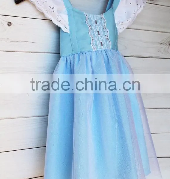 New Arrival Baby Clothes Wholesale Hot Sale Cotton Cheap 2017 Blue Children's Boutique Fashion Girls Short Frocks Dress photo-2