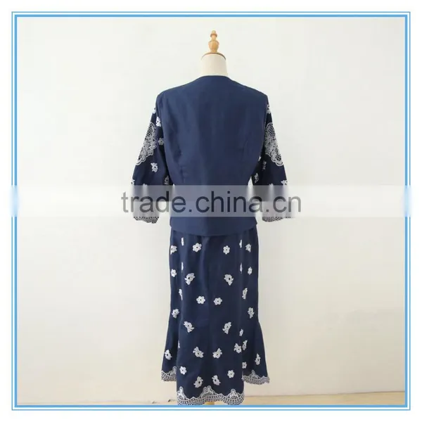 New Design 100% Ramie/linen Embroidery Classic Women Suits With Back Zipper photo-4