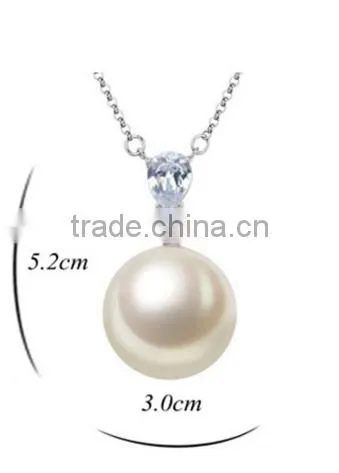 High End White Natural Fresh Water Pearl Pendant Necklace Women Luxury Style Round Pearl Pendant Necklace for Party Favor photo-2