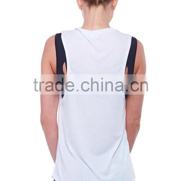 Ladies Wholesale Plain White Gym Racer Back Tank Tops photo-2