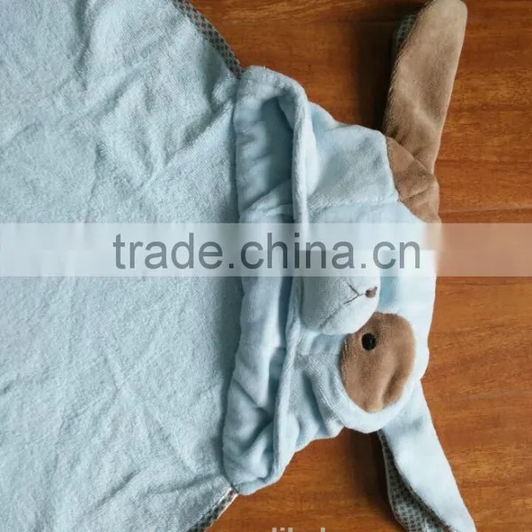 Super Soft Cotton Velour Animal Head Newborn Baby Receiving Blanket photo-3