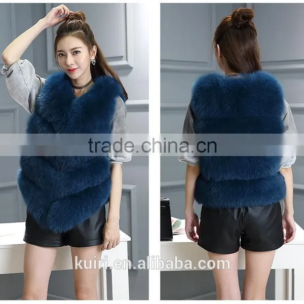 2016 New Arrival Full Pelt Fox Fur Gilet Women Fashion Whole Skin Fox Fur Vest Factory Wholesale Retail OEM Low Discount photo-3