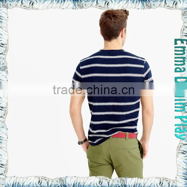 New High Grade Mens Relaxed Fitness Striped O-Neck Cotton T Shirts photo-2