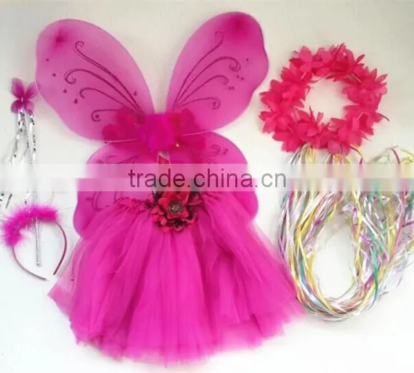 Flower Girls Tutu Dresses With Butterfly Wings Costume Set photo-2