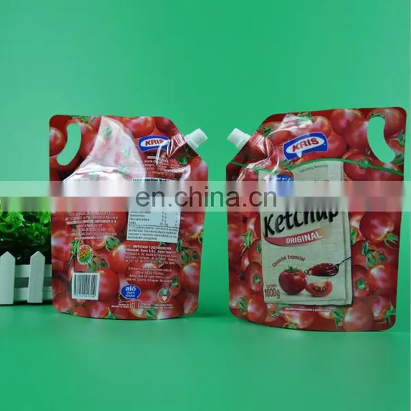 China Factory Wholesale Laminated Aluminum Foil Red Ketchup Liquid Packaging Stand up Spout Pouch photo-5