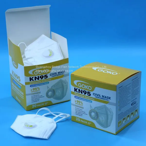 Best Quality Fold Shape Protective 5ply Non Woven Disposable Civil Mask KN95 With Valve Face