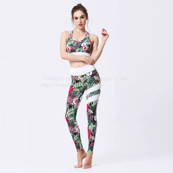 3D Print Sports Yoga Bra High Elastic Seamless Fashion Anti Cellulite Leggings Set photo-5